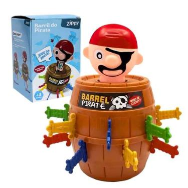 Imagem de Jogo Barril Pula Pirata Infantil Brinquedo Interativo Mesa Sorte 16 Zi