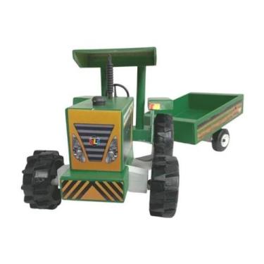 Imagem de Trator com Reboque Infantil em Madeira Alf, Verde