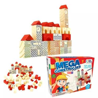 Imagem de Mega Construções Brinquedo Pedagógico Com 45 Blocos De Montar Em Madei