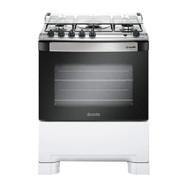 Imagem de Fogão 5 Bocas Mueller Decorato Branco com Mesa de Inox Bivolt, Bivolt