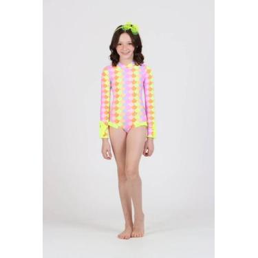 Imagem de Maiô body siri kids manga longa infantil aline hot sereia candy 40248,