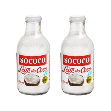 Imagem de Leite de Coco Light Sococo Vidro 200ml - Kit com 2