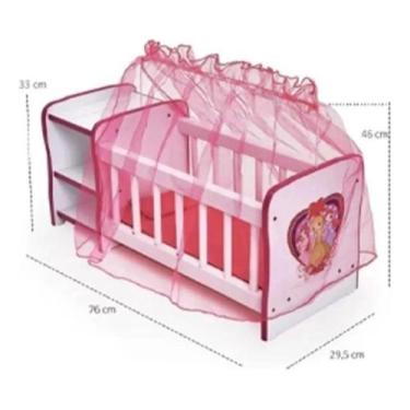 Imagem de Berço Para Boneca Infantil Feito Em Madeira Rosa - Duarte