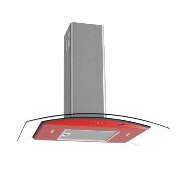 Imagem de Coifa de Parede Terim Clean Vidro Curvo Vermelha Kroma 75cm com Exaustor Depurador LED 220V