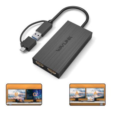 Imagem de Adaptador Multi Telas Usb C 3.0 Hdmi 4k WAVLINK Dual Monitor