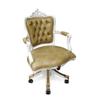 Imagem de Poltrona Giratória Luiz XV Capitonê Madeira Maciça Design - LUXdécor
