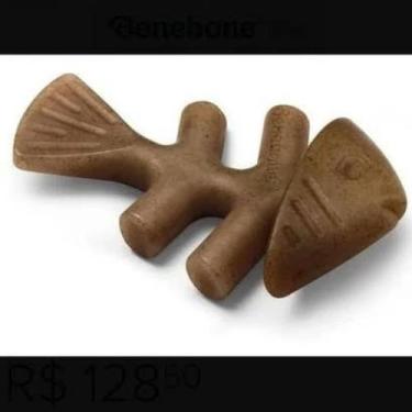Imagem de Brinquedo Mordedor P/ Cães Sabor Salmão Benebone Fishbone Grande G