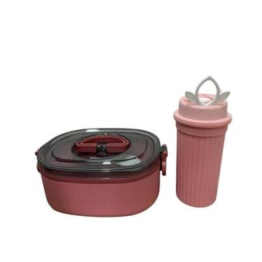 Imagem de Conjunto Kit Marmita Portátil Com Garfo De Plástico E Copo de 300ml - 