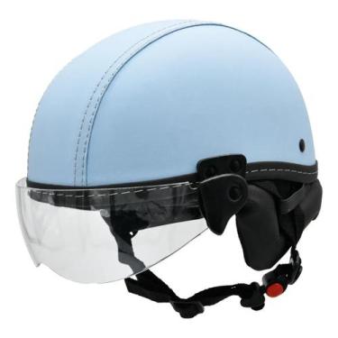 Imagem de Capacete Coquinho Kraft Bike Elétrica Scooter Skate Viseira, Azul Clar
