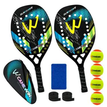 Imagem de Kit 2 Raquetes Beach Tennis Camewin Carbono 3K + 4 Bolinhas, Sunwave b