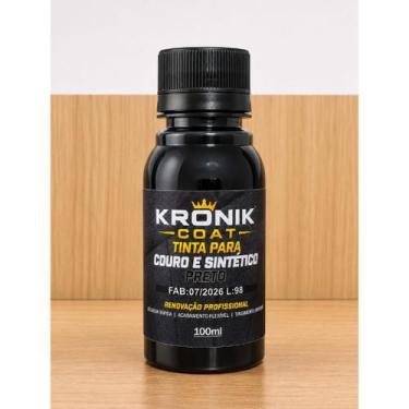 Imagem de Tinta Preta para Couro Kronik Coat 100ml Restaurar Sapato Tênis Bolsa 