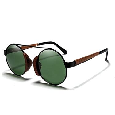 Imagem de Óculos de Sol Barcur Feminino Polarizados de madeira redondo BC7103 (Verde)