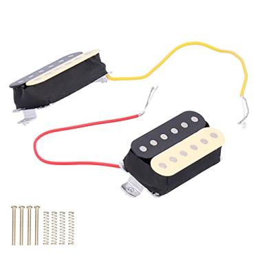 Imagem de Amplificador captadores, peças de instrumento de corda de baixo ruído 7,5-15K ímã de cerâmica com mola e parafuso para guitarras elétricas ST SQ (amarelo preto)