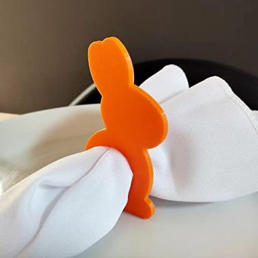 Imagem de 6 Argolas Para Guardanapo Do Coelhinho/Páscoa -Toque 3D Cor: Laranja