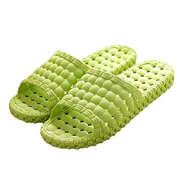 Imagem de TangDao Pantufa de banho feminina masculina, sem cadarço, de secagem rápida, antiderrapante, para banheiro, casa e piscina, chinelo interno para academia, sola macia, Verde, 7.5-8.5
