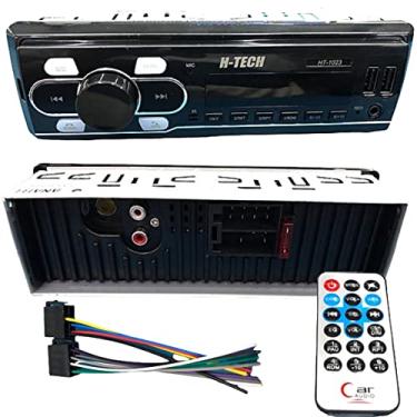 Imagem de Rádio de Carro Bluetooth 1 Din HT-1023 Som Automotivo 2 Entradas USB SD FM AUX RCA 4X25W MP3 com Controle Remoto H-Tech