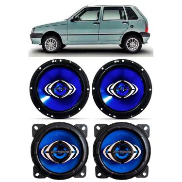 Imagem de Kit Alto Falante Fiat Uno 1980 à 2013 Porta Dianteira e Traseira Hurricane 240W RMS