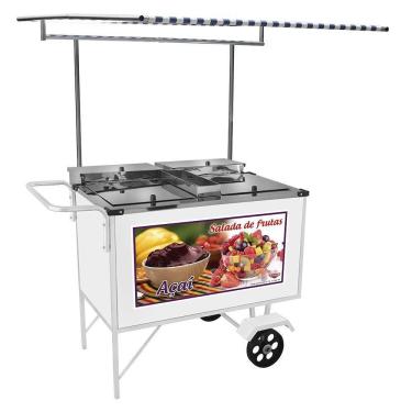 Imagem de Carrinho 2 em 1 Cefaz Salada de Frutas e Açaí Luxo Branco Rodas Maciças e Toldo BL17M/T