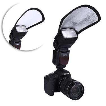 Imagem de Difusor de refletor de flash universal, acessório refletor de fotografia branca prata Speedlite flash leve intensa para câmera SLR