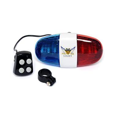 Imagem de CFIKTE 6 luzes de LED para bicicleta Mountain Bike som policial, 4 chifres eletrônicos de som, 4 interruptores para controlar 4 sons de sirene policial, 4 toques de escolha livre, design de vida à prova de chuva