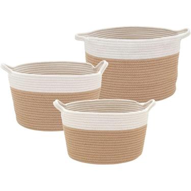 Imagem de Allegra Cesta Tecido Branco 3Pç