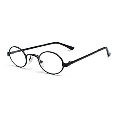 Imagem de Óculos de sol na moda Óculos de sol ovais de armação pequena clássica para homens Óculos de sol de metal punk feminino tons retrô óculos redondos Steampunk UV400, C6 preto, claro, como a imagem