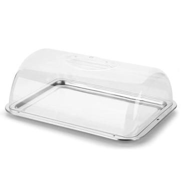 Imagem de Porta Bolo Pao Torta Retangular Inox Pop Forma