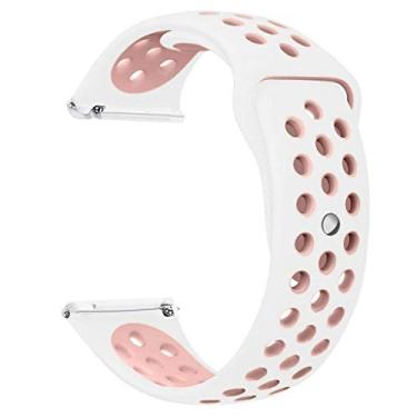 Imagem de Pulseira Sport NSmart compatível com Samsung Galaxy Watch 3 / Watch 4-41mm ou 45mm - (41MM - Branco com rosa NK)