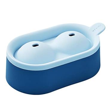Imagem de Bandeja de cubo de gelo molde de cubo de gelo esférico doméstico grande capacidade criativo fabricação de gelo redondo bandeja de gelo congelada uísque bolas de gelo molde de cubo de gelo (cor: azul)