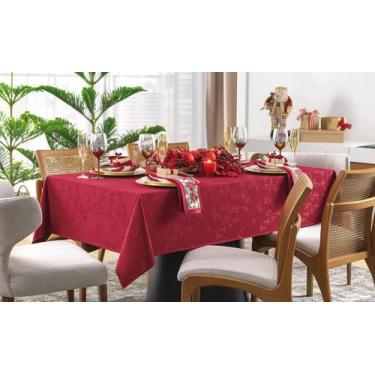 Toalha de Mesa Retangular Para 6 Lugares Xadrez Vermelho 1.45m x