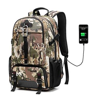 Imagem de Mochila de viagem para laptop de grande capacidade 80L à prova d'água bolsa de montanhismo com compartimento de sapatos mochila USB ao ar livre, verde, 1
