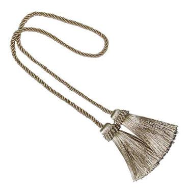 Imagem de 1 peça Cortina de borla Tieback Room Acessórios Suporte de cortina Fivela Corda Feito à Mão Tassel Franja Bandagem Decoração de casa, bege, 2 peças