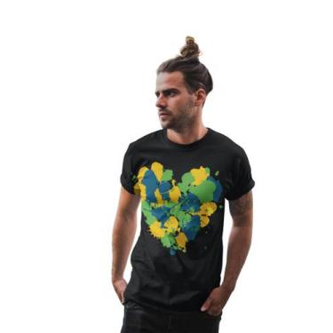Imagem de Camiseta Coração Brasil Patriota Moderna Copa Do Mundo - P.K Line Shop