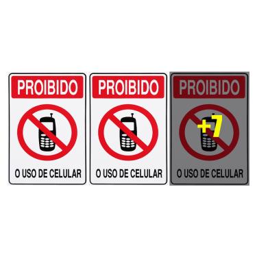 Imagem de Combo 10 Placas De Sinalização Proibido Celular Ao Entrar Desligue 15x20 Acesso - S-229 F9e