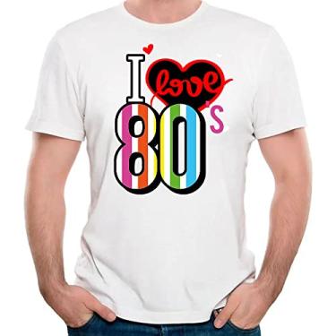 Imagem de Camiseta i love 80's camisa eu amo os 80 divertido Cor:Branco;Tamanho:P
