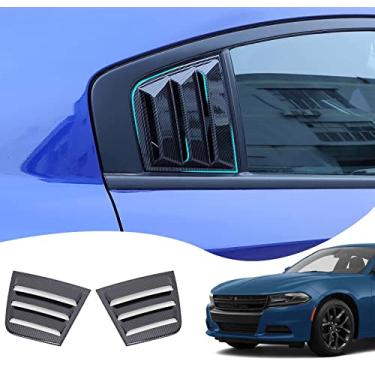 Imagem de GZBFTDH Abertura de ar da janela lateral do carro, compatível com acessórios Dodge Charger 2011-2021 ABS lateral para janela lateral persianas de ventilação de ar persianas (carbono)