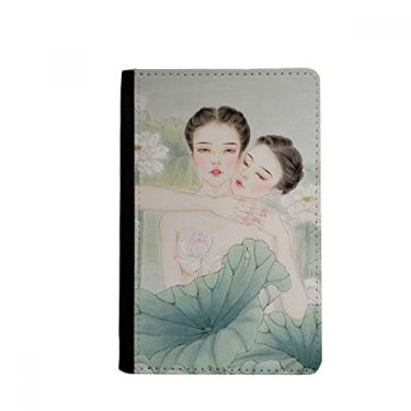 Imagem de Carteira Beauty with Lotus estilo chinês aquarela porta-passaporte Notecase Burse capa porta-cartão, Multicolor