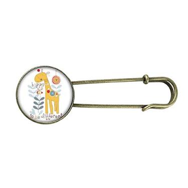 Imagem de Broche de metal retrô de girafa de desenho animado amarelo Aniamal