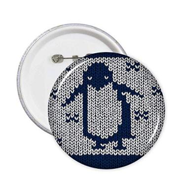 Imagem de Pinguim tricotado padrão de ilusão nórdica alfinetes emblema botão decoração acessório 5 peças