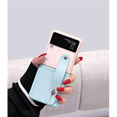 Imagem de Capa de pulseira de couro da moda com cores contrastantes para Samsung Galaxy Z Flip 3 5G Z Flip3 Fli pZflip3 Zflip4 Capa,A,For Z Flip 4