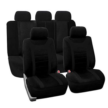 Imagem de FH Group - FB070BLACK115 Capa de assento de carro de tecido esportivo com ajuste universal e airbag pronto, (preta) (FH-FB070115, serve na maioria dos carros, caminhões, suv ou van)