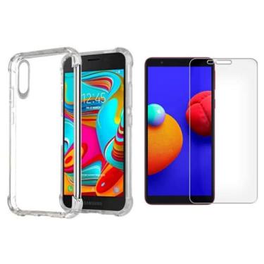 Imagem de Kit Capa Capinha Case Anti Impacto Compátivel Galaxy A01 Core + 2 Película Vidro (Não Cobre Bordas Curvas do Aparelho)