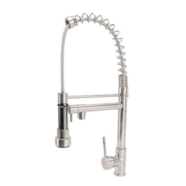 Imagem de Torneira de Cozinha Com Pulverizador Suspenso, Torneira de Pia de Cozinha de Mola de Alça única de Aço Inoxidável, Uso Duplo Torneira de água de Descarga de 360 ​​graus
