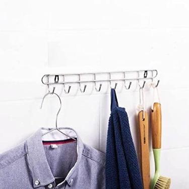 Imagem de Suporte de Parede para Utensílios Cabideiro de Parede Multiuso 8 Ganchos Metal Inox