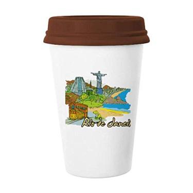 Imagem de Caneca de cerâmica pintada à mão do Brasil Rio de Janeiro Caneca de café Copo de cerâmica