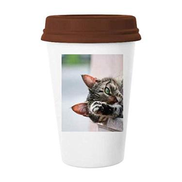 Imagem de Caneca de foto com foto de gato de atividade animal, copo de cerâmica para copo de café