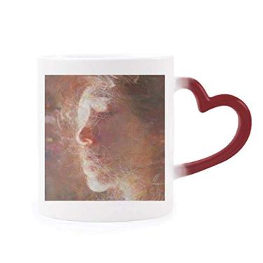 Imagem de APres Un Reve XJJ Caneca sensível ao calor Pintura a óleo Copo de grés que muda de cor vermelha