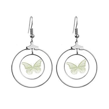 Imagem de Brinco de borboleta verde Kite Art Deco presente fashion brincos pendentes argola joia círculo gota