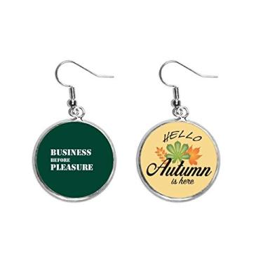 Imagem de Brinco de folha de outono Business Before Pleasure Art Deco, presente fashion com orelhas pendentes