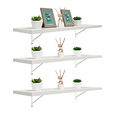 Imagem de Kit 3 Prateleiras 70 x 20cm Branco Espessura 25mm Mão Francesa